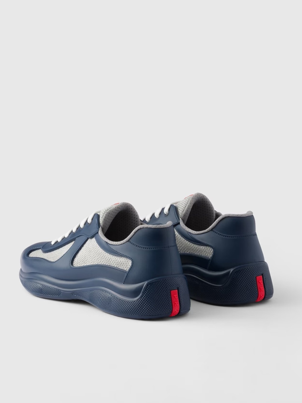 Prada Men’s Blue and White Leather-Trim Sneakers - Picture 2 of 15
